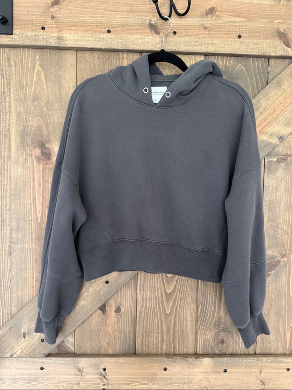 Abercrombie & Fitch Soft AF Sunday Cropped Hoodie Grey Size Small